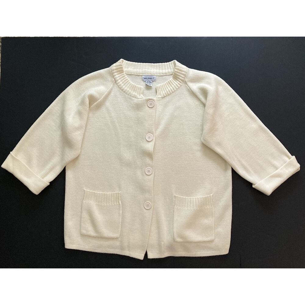 Womens Vicki Wayne’s 3/4 Cuffed Sleeve Button Front Cardigan Sweater Ivory Sz 1X